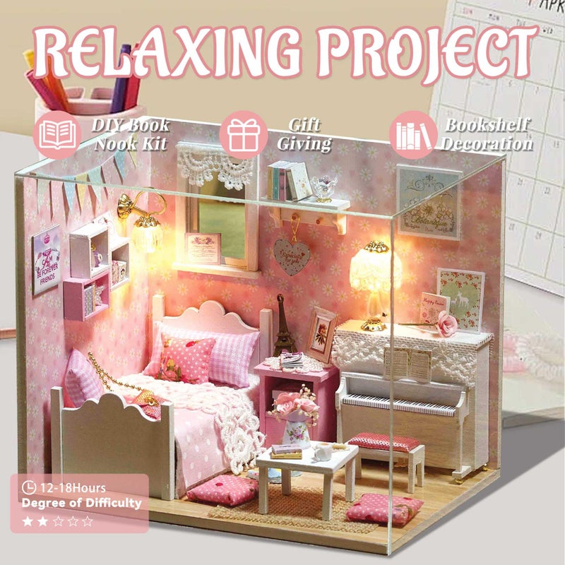 Flever DIY Miniature House Kit, Tiny Home Kit with LED Light, Mini House Build Craft Kits for Adults and Teens, Home Decor Creative Gift for Family/Friends (Sunny Princess) - Image 5